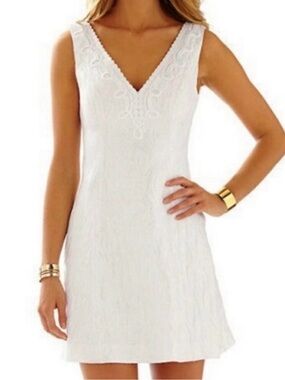 💍🤍NWOT Lilly Pulitzer Brynn White V-Neck Sleeveless Mini Dress Size 12